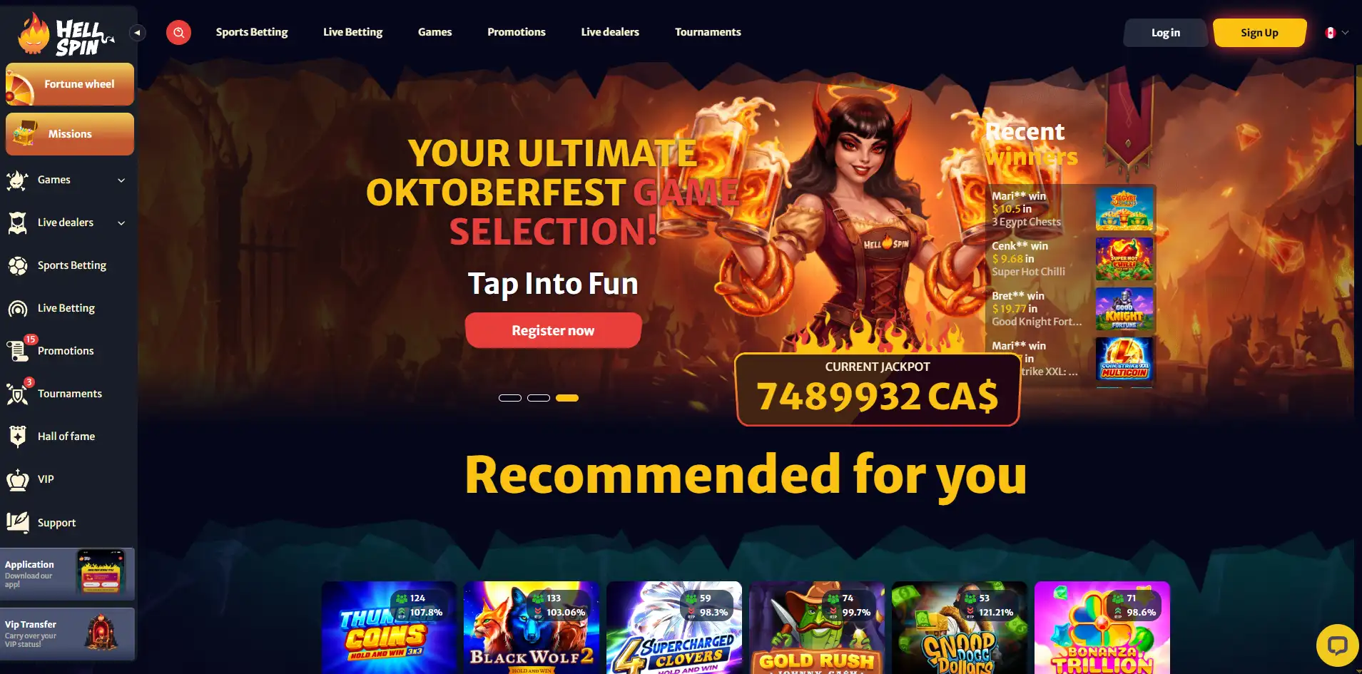 Hellspin Casino screen