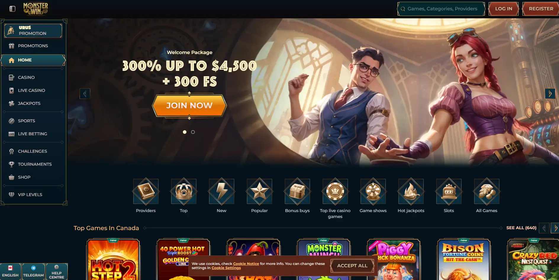 Monsterwin Casino screen
