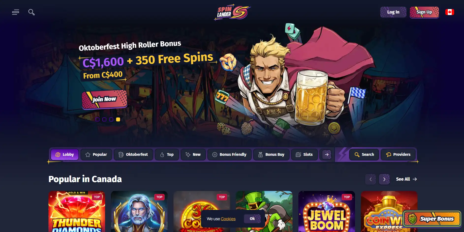 Spinlander Casino screen