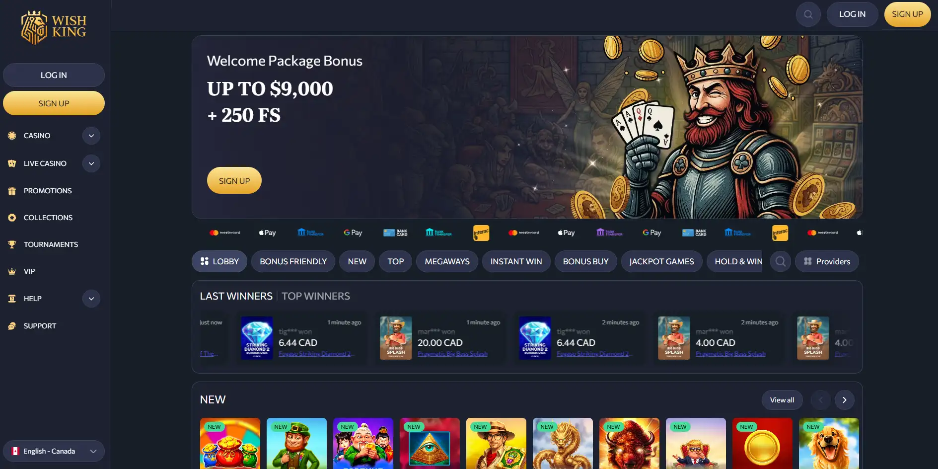 Wishking Casino screen